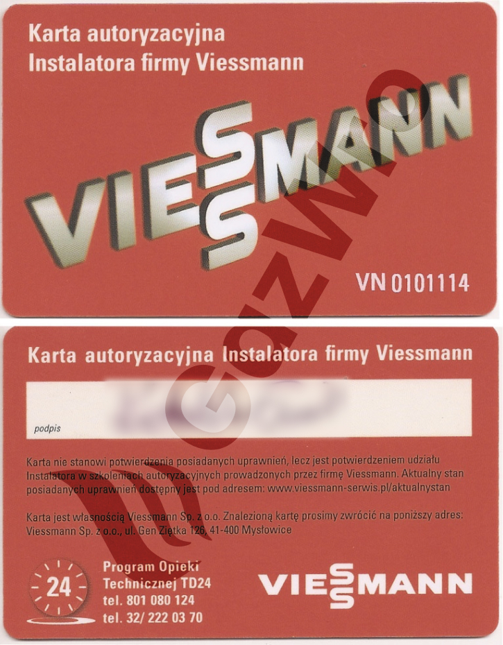 Czerwona karta autoryzacyjna Viessmann